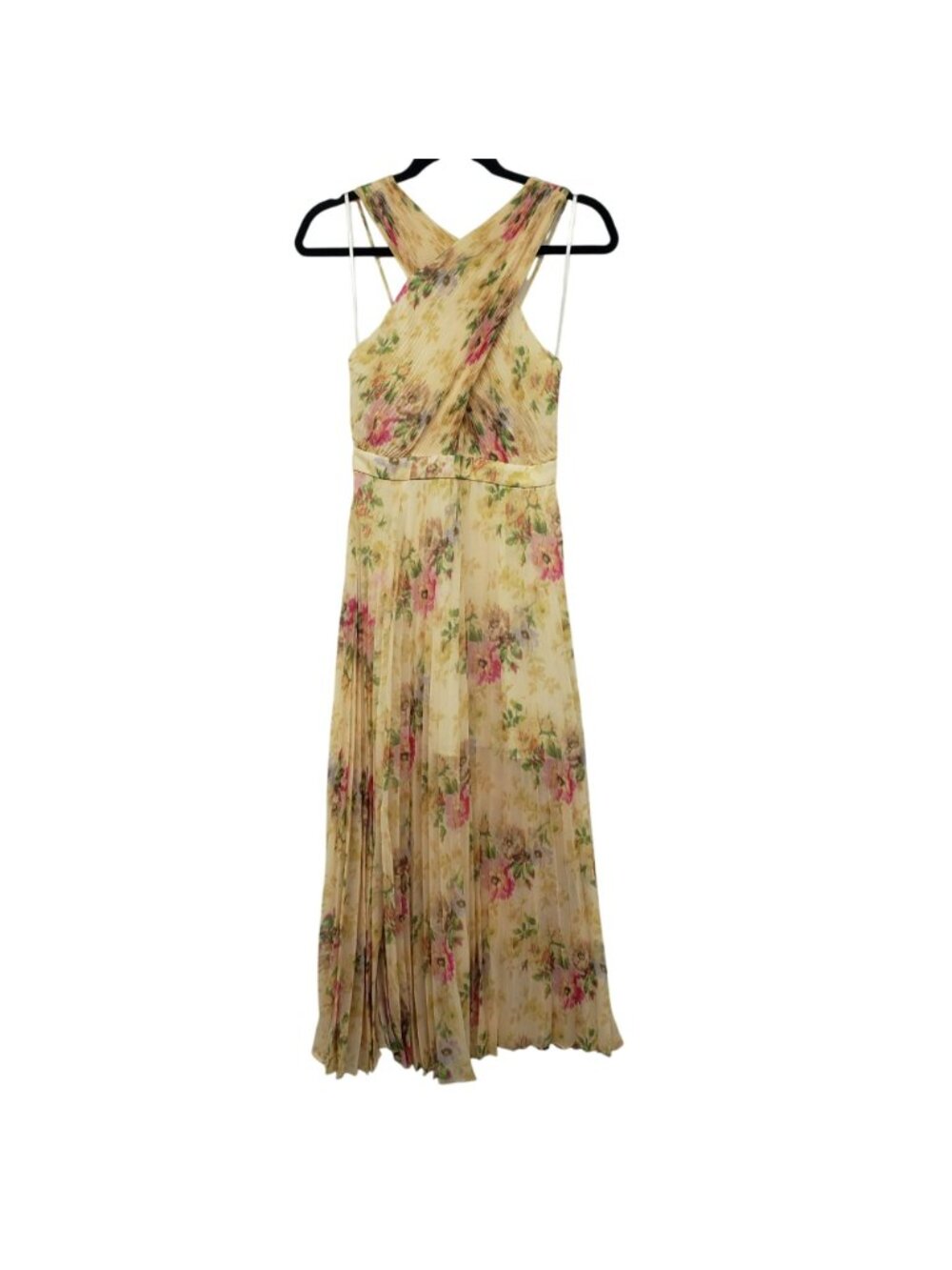 Ted Baker London Yellow Amerah Cross Front Floral Pleated Midi Dress Wedding - Picture 3 of 15